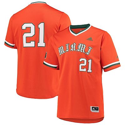 Men s adidas Orange Miami Hurricanes Primegreen Baseball Jersey