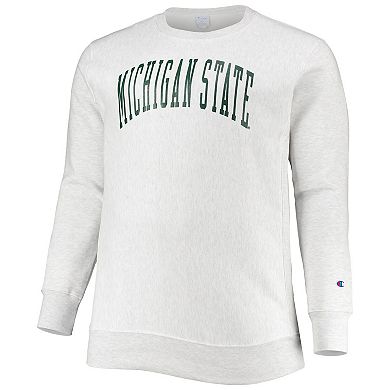 Men's Champion Ash Michigan State Spartans Big & Tall Reverse Weave Fleece Crewneck Pullover Sweatshirt