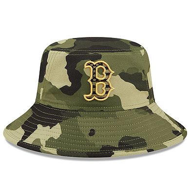Men's New Era Camo Boston Red Sox 2022 Armed Forces Day Bucket Hat
