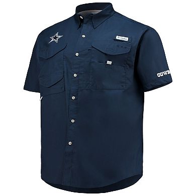 Men's Columbia Navy Dallas Cowboys Big & Tall PFG Bonehead Button-Up Shirt