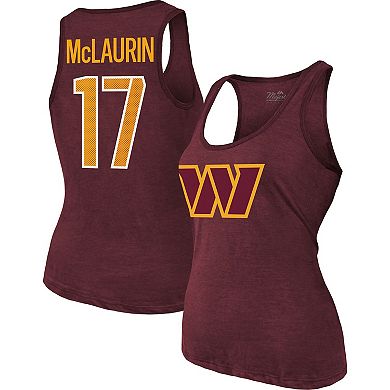 Women's Majestic Threads Terry McLaurin Burgundy Washington Commanders Player Name & Number Tri-Blend Tank Top