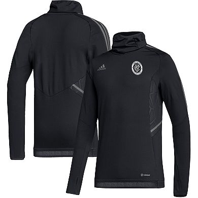 Men's adidas Black New York City FC COLD.RDY Raglan Warmup Pullover Jacket