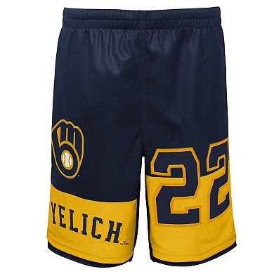 Youth Christian Yelich Navy Milwaukee Brewers Pandemonium Name & Number Shorts