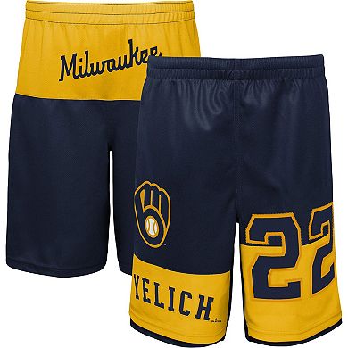 Youth Christian Yelich Navy Milwaukee Brewers Pandemonium Name & Number Shorts