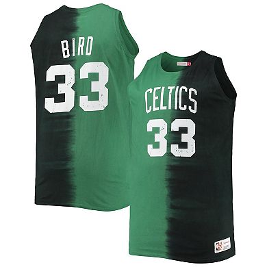 Men's Mitchell & Ness Larry Bird Black/Kelly Green Boston Celtics Big & Tall Profile Tie-Dye Player Tank Top