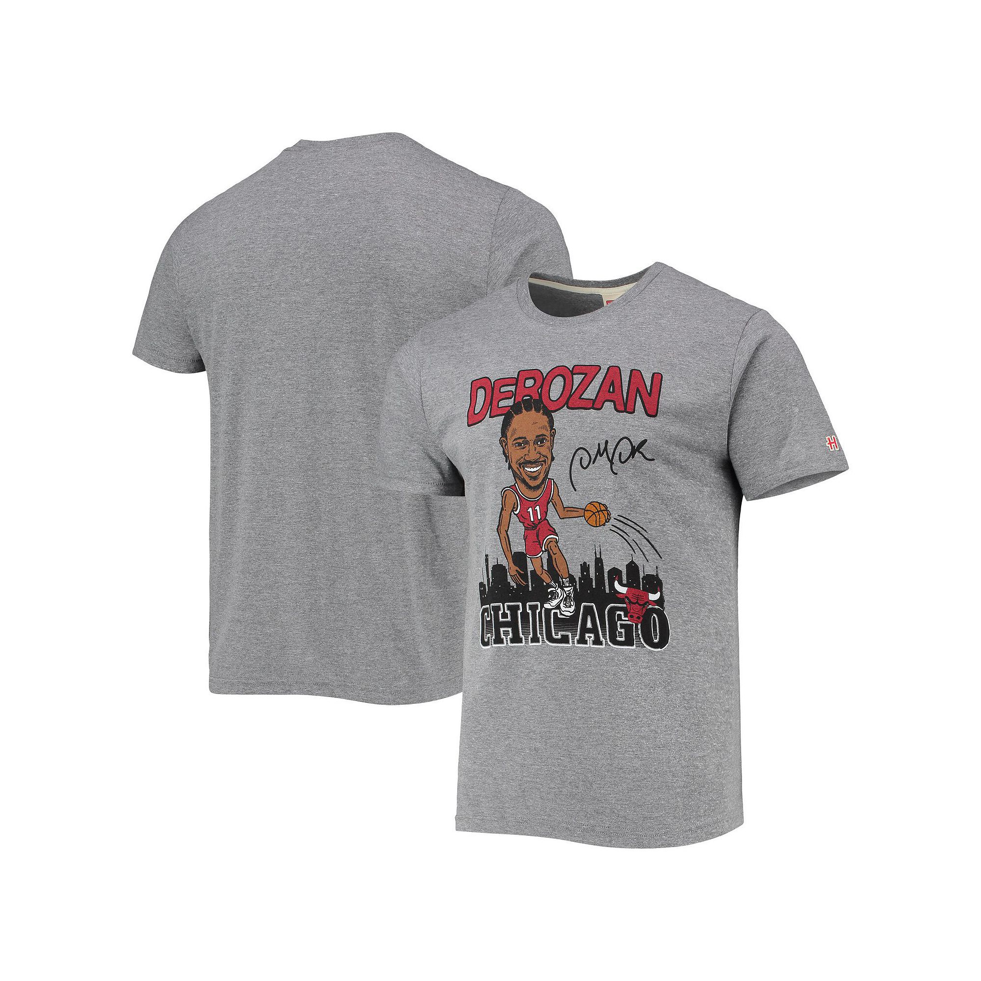Mens Homage DeMar DeRozan Heathered Gray Chicago Bulls Caricature Tri-Blen