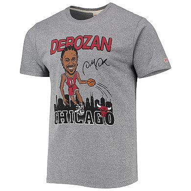 Men's Homage DeMar DeRozan Heathered Gray Chicago Bulls Caricature Tri-Blend T-Shirt