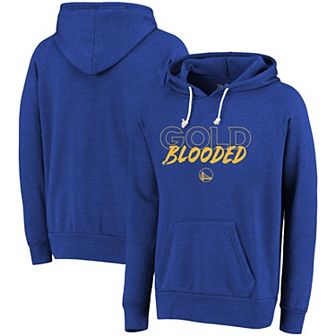 Men's Majestic Threads Heathered Royal Golden State Warriors Mantra Tri-Blend V-Neck Raglan Pullover Hoodie