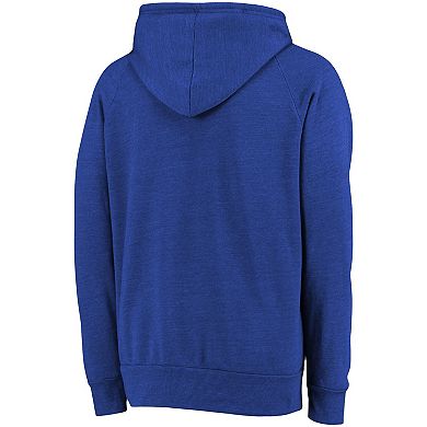 Men's Majestic Threads Heathered Royal Golden State Warriors Mantra Tri-Blend V-Neck Raglan Pullover Hoodie