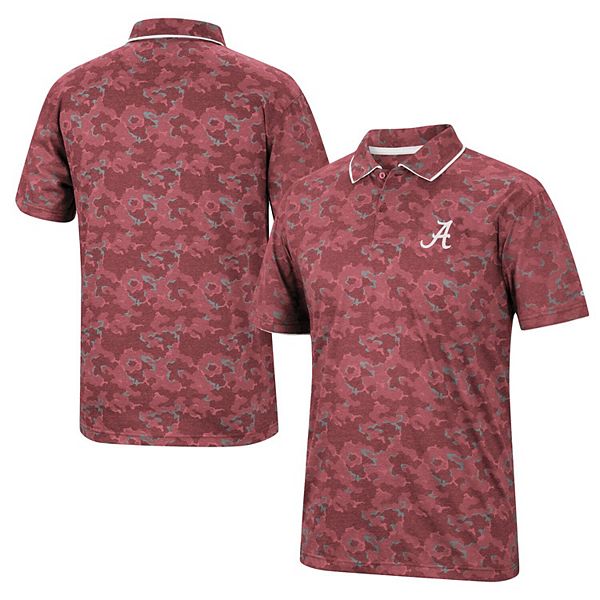 Alabama Crimson Tide Colosseum Print Stripe Polo - White/Crimson