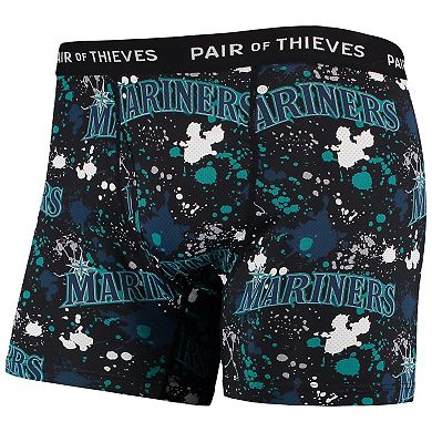 Men's Pair of Thieves Black/Aqua Seattle Mariners Super Fit 2-Pack Boxer Briefs Set