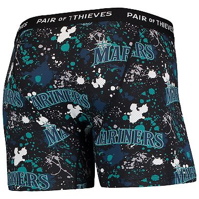 Men's Pair of Thieves Black/Aqua Seattle Mariners Super Fit 2-Pack Boxer Briefs Set