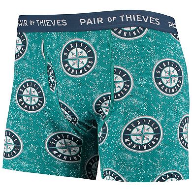 Men's Pair of Thieves Black/Aqua Seattle Mariners Super Fit 2-Pack Boxer Briefs Set