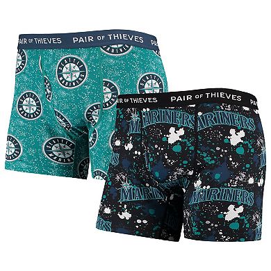 Men's Pair of Thieves Black/Aqua Seattle Mariners Super Fit 2-Pack Boxer Briefs Set