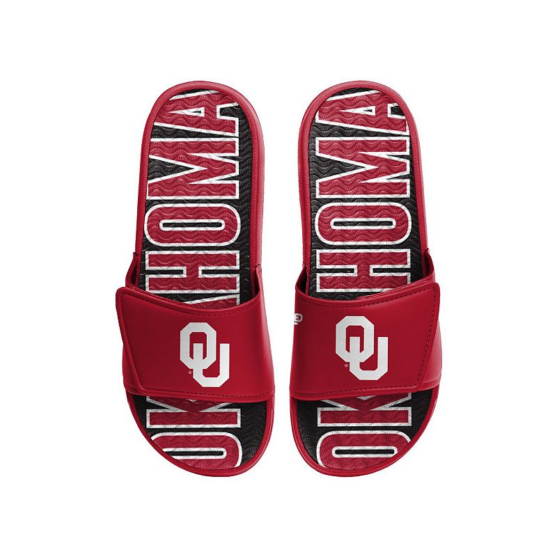 Mens FOCO Oklahoma Sooners Logo Gel Slide Sandals, Size: 7-8, Black