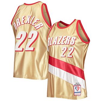 Men's Mitchell & Ness Clyde Drexler Gold Portland Trail Blazers 75th Anniversary 1991-92 Hardwood Classics Swingman Jersey