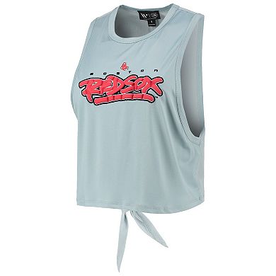 Women's The Wild Collective Light Blue Boston Red Sox Open Back Twist-Tie Tank Top