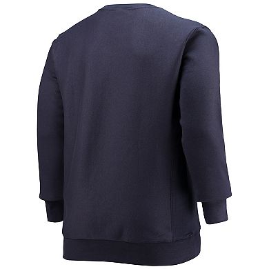 Men's Champion Navy North Carolina Tar Heels Big & Tall Reverse Weave Fleece Crewneck Pullover Sweatshirt