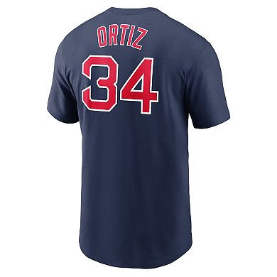 Men's Nike David Ortiz Navy Boston Red Sox Name & Number Logo T-Shirt