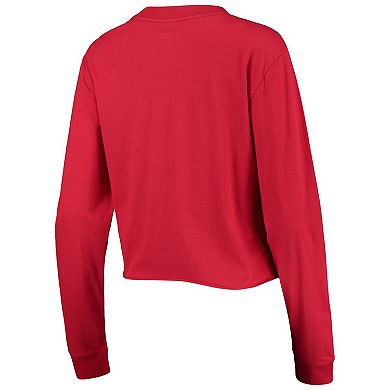 Women's New Era Red Washington Nationals Baby Jersey Cropped Long Sleeve T-Shirt