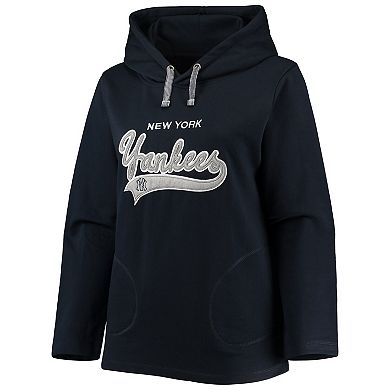 Women's Soft as a Grape Navy New York Yankees Plus Size Side Split Pullover Hoodie