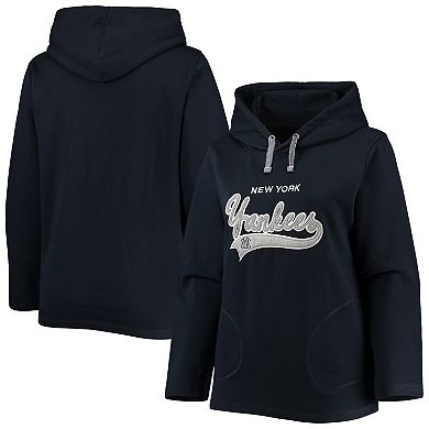 Women's Soft as a Grape Navy New York Yankees Plus Size Side Split Pullover Hoodie