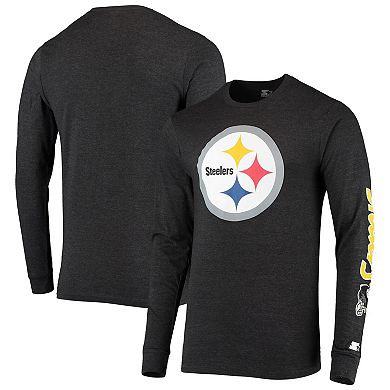 Men's Starter Heathered Black Pittsburgh Steelers Halftime Long Sleeve ...