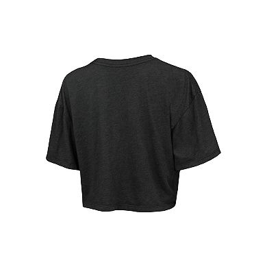 Women's Majestic Threads Charcoal Brooklyn Nets Bank Shot Cropped T-Shirt
