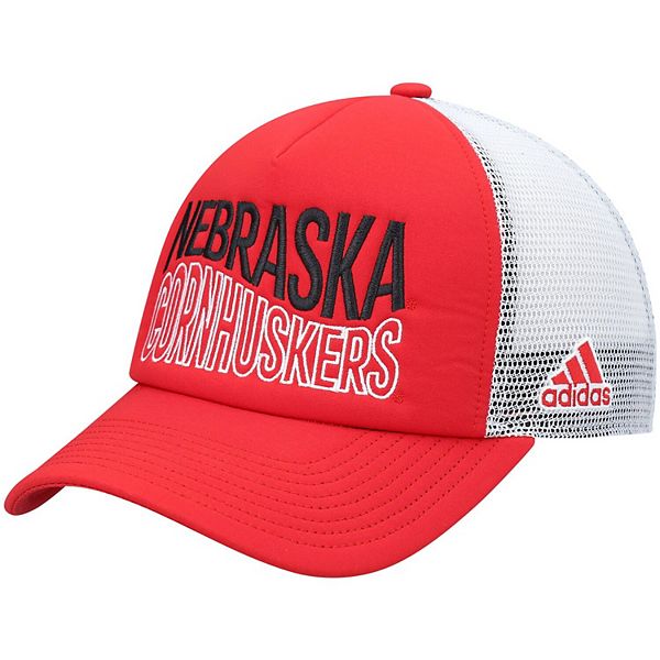 Men's adidas Scarlet/White Nebraska Huskers Wave Foam Trucker Snapback Hat