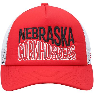 Men's adidas Scarlet/White Nebraska Huskers Wave Foam Trucker Snapback Hat