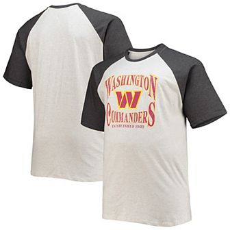Men's Fanatics Oatmeal/Heathered Charcoal Washington Commanders Big & Tall Wordmark Raglan T-Shirt