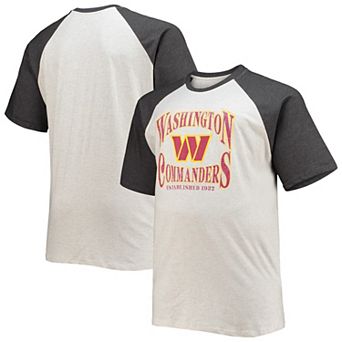 Men's Fanatics Oatmeal/Heathered Charcoal Washington Commanders Big & Tall Wordmark Raglan T-Shirt