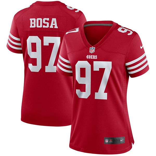 Girls Youth Nick Bosa Pink San Francisco 49ers Fashion Fan Gear V-Neck T- Shirt