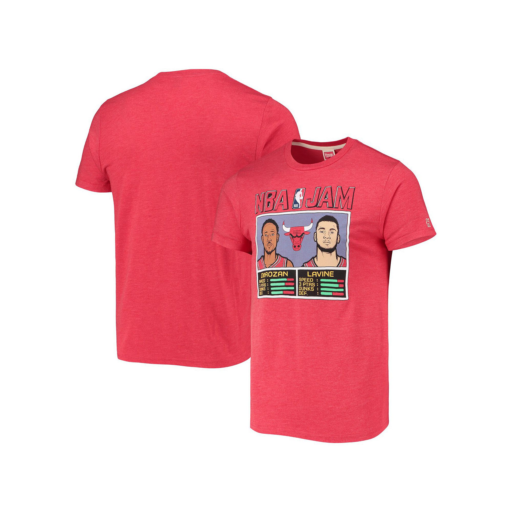 Mens Homage DeMar DeRozan/Zach LaVine Heathered Red Chicago Bulls NBA Jam 