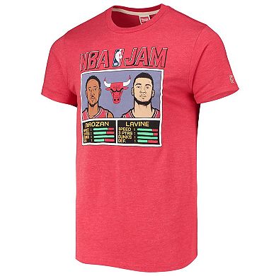 Men's Homage DeMar DeRozan/Zach LaVine Heathered Red Chicago Bulls NBA Jam Tri-Blend T-Shirt