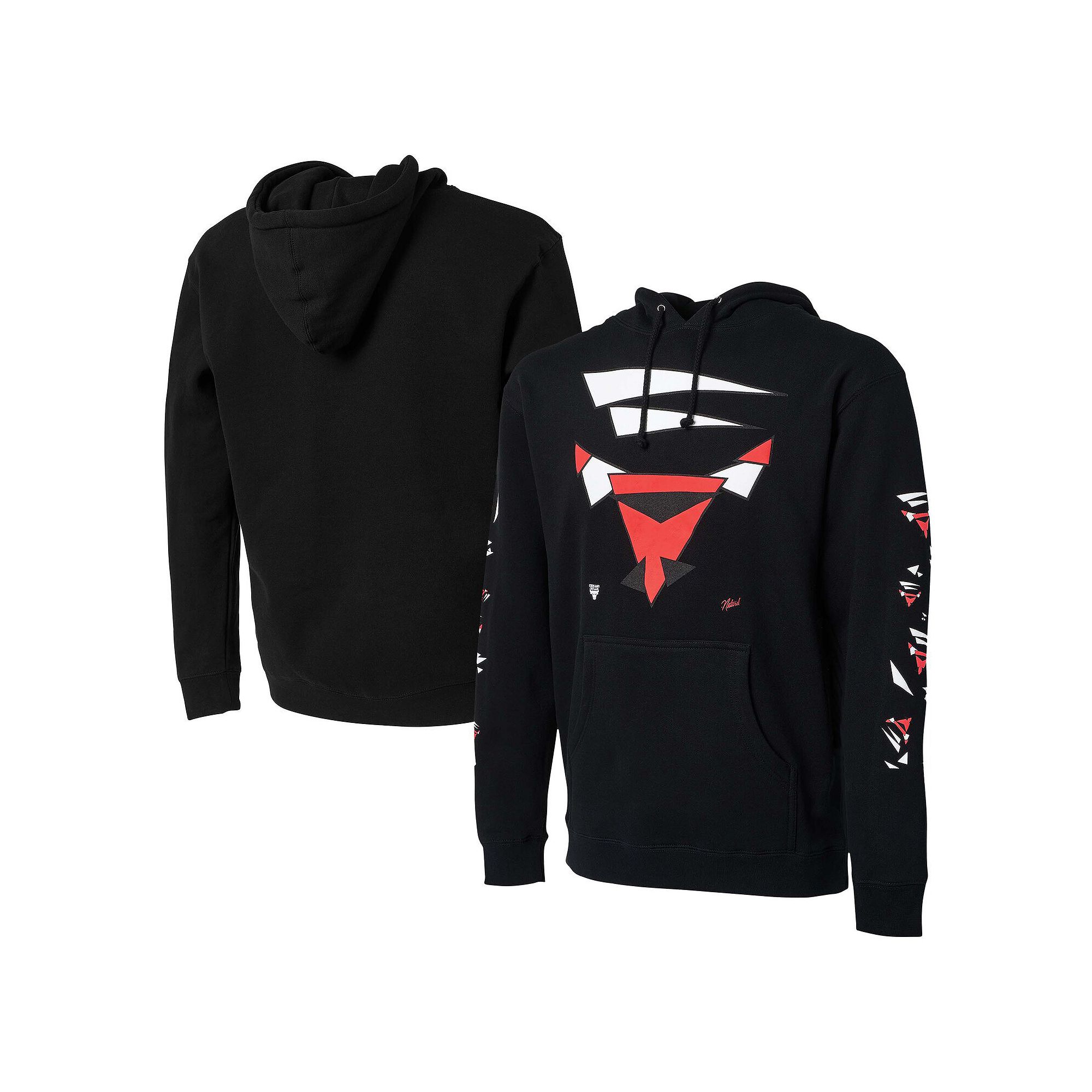 Mens NBA x Naturel Black Chicago Bulls No Caller ID Pullover Hoodie, Size: