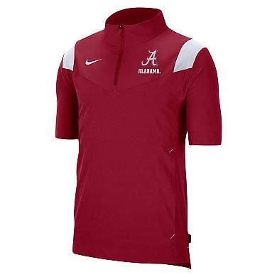 Men's Nike Crimson Alabama Crimson Tide Coach Short Sleeve Quarter-Zip Jacket
