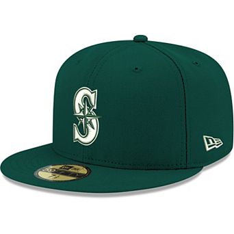 Men's New Era Green Seattle Mariners Logo White 59FIFTY Fitted Hat