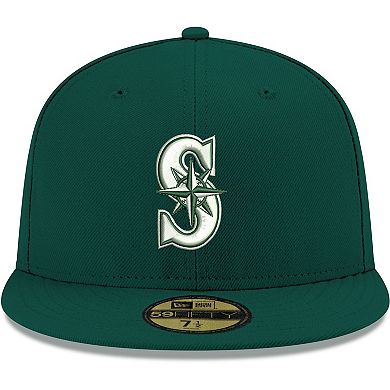 Men's New Era Green Seattle Mariners Logo White 59FIFTY Fitted Hat