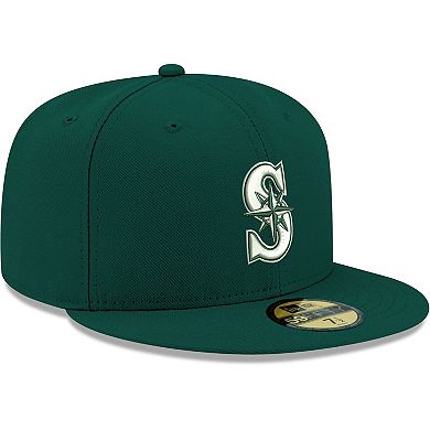 Men's New Era Green Seattle Mariners Logo White 59FIFTY Fitted Hat