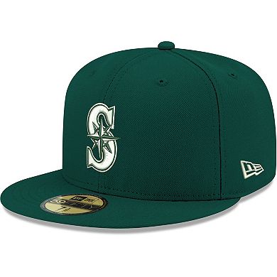 Men's New Era Green Seattle Mariners Logo White 59FIFTY Fitted Hat
