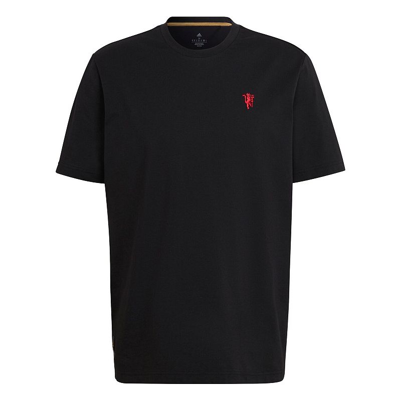 Mens adidas Black Manchester United HC T-Shirt, Size: XL