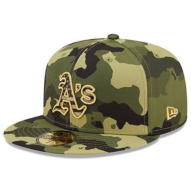 Men's New Era Camo Oakland Athletics 2022 Armed Forces Day On-Field 59FIFTY Fitted Hat