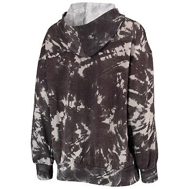 Women's Majestic Threads Black Golden State Warriors Burble Tie-Dye Tri-Blend Pullover Hoodie