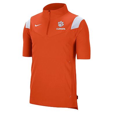 Men's Nike Orange Clemson Tigers Coach Short Sleeve Quarter-Zip Jacket