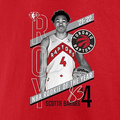 Men's Fanatics Branded Scottie Barnes Red Toronto Raptors 2022 NBA Rookie of the Year T-Shirt
