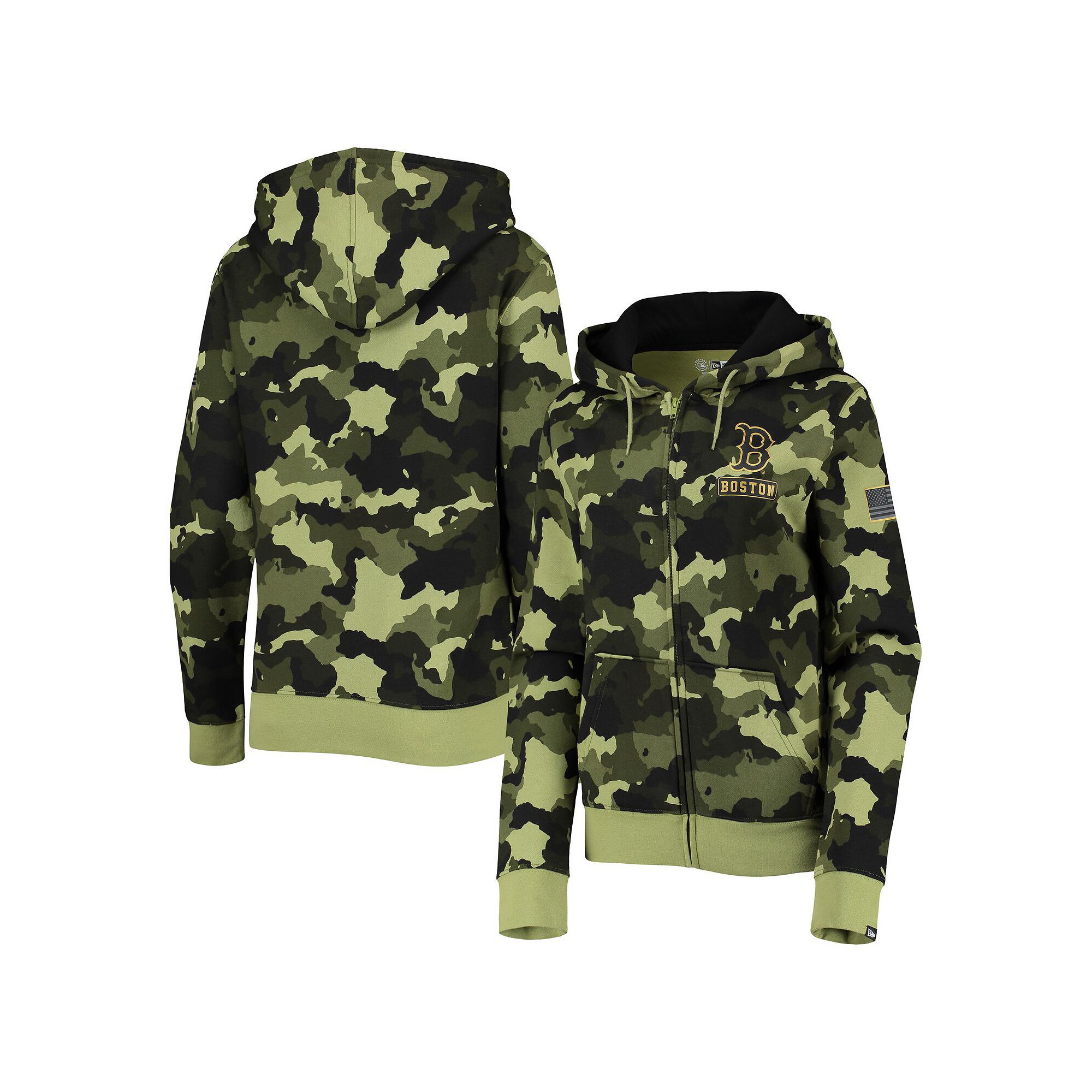 Womens New Era Green Boston Red Sox 2022 MLB Armed Forces Day Camo Full-Zi