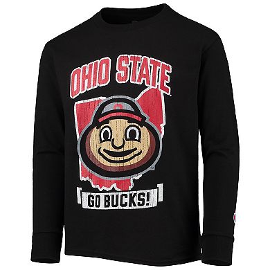 Youth Champion Black Ohio State Buckeyes Strong Mascot Team T-Shirt