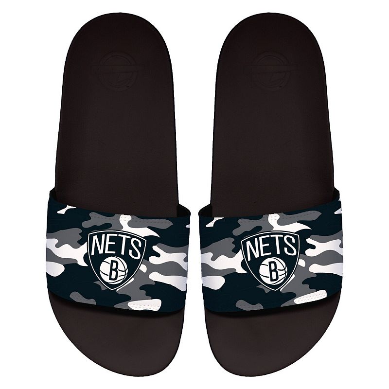 Mens ISlide Brooklyn Nets Camo Motto Slide Sandals, Size: 7-8, Black