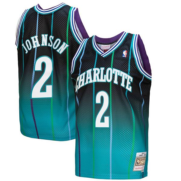  NBA Charlotte Hornets Larry Johnson 1992 Swingman Road Jersey  S : Sports & Outdoors